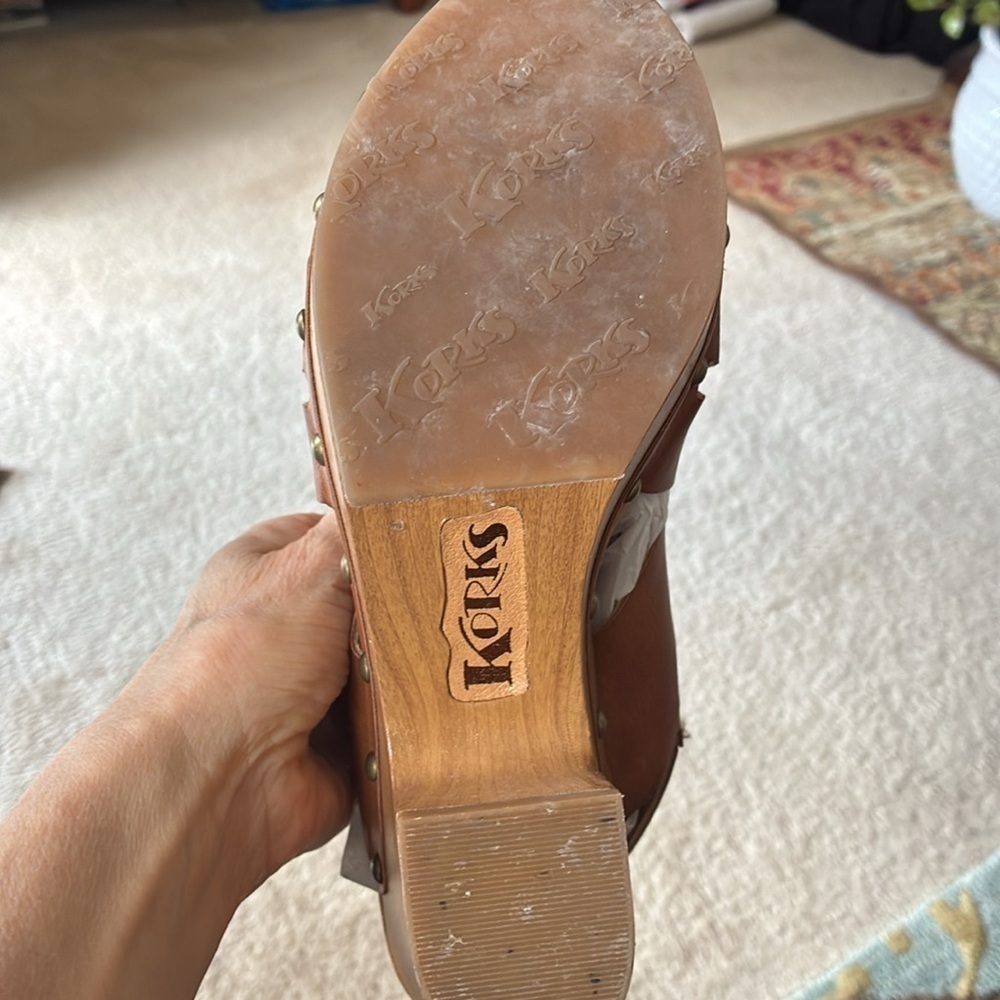 Korks Wynne vegan leather Platform Clog Sandal in Tan size 8 - Picture 13 of 15